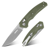 Crossbar Lock Folding Pocket Knife with G10 handle and 3.35" 8Cr13MoV Steel Drop Point Blade