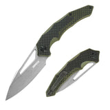 Folding Knife with G10 Handle and Single Side CNC 8Cr  Stonewashed Blade