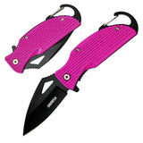 Lightweight EDC Folding Pocket Knife with Carabiner Clip and Fire Starter