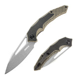 Folding Knife with G10 Handle and Single Side CNC 8Cr  Stonewashed Blade