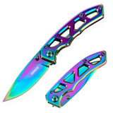 3" Rainbow Pocket Knife with Titanium Coated Steel Handle