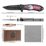 250th Anniversary Folding Knife Gift Set with Liner Lock (Black)