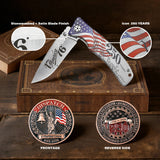 250th Anniversary Folding Knife Gift Set with Steel Frame Lock (Silver)