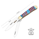Stainless Steel Pocket Knife Double Blade For Outdoor Camping EDC Tool