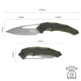 Folding Knife with G10 Handle and Single Side CNC 8Cr  Stonewashed Blade