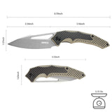 Folding Knife with G10 Handle and Single Side CNC 8Cr  Stonewashed Blade
