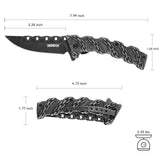 Chain-Pattern Folding Knife with Black Stonewashed Blade