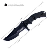 8.5" Full Tang Fixed Blade Knife Dagger Serrated Blade Back With Sheath