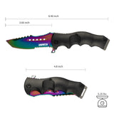 Colorful Folding Knife Serrated Blade with Safety Finger Grip Handle