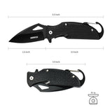 Lightweight EDC Folding Pocket Knife with Carabiner Clip and Fire Starter