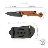 7.5" Full Tang Fixed Blade Knife with Bottle Opener & Kydex Sheath | Tanto Point | G10 Handle
