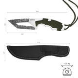 Full Tang Tanto Fixed Blade Knife with Sheath and Cord-Wrapped Handle