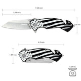 250th Anniversary US Flag Black Pocket Knife 4.5" Aluminum Handle Blackout American Flag
