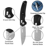 Crossbar Lock Folding Pocket Knife with G10 handle and 3.35" 8Cr13MoV Steel Drop Point Blade