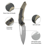 Folding Knife with G10 Handle and Single Side CNC 8Cr  Stonewashed Blade