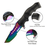 Colorful Folding Knife Serrated Blade with Safety Finger Grip Handle