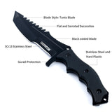 8.5" Full Tang Fixed Blade Knife Dagger Serrated Blade Back With Sheath