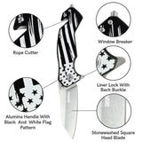 250th Anniversary US Flag Black Pocket Knife 4.5" Aluminum Handle Blackout American Flag