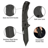 Pocket Folding Knife with Stonewashed Blade and G10 Handle