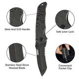 Tanto Folding Knife with G10 Handle and Double Side CNC Treatment
