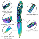 Rainbow Titanium Folding Knife Durable And Stylish
