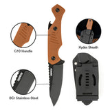 7.5" Full Tang Fixed Blade Knife with Bottle Opener & Kydex Sheath | Tanto Point | G10 Handle