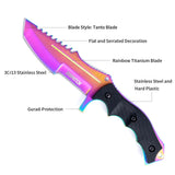 8.5" Full Tang Fixed Blade Knife Dagger Serrated Blade Back With Sheath