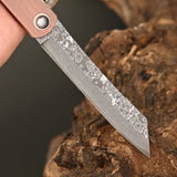 Japanese Friction Folding Pocket Knife with Damascus & 7Cr Reverse Tanto EDC Utility Blades