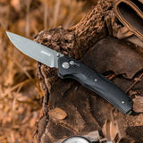 Crossbar Lock Folding Pocket Knife with G10 handle and 3.35" 8Cr13MoV Steel Drop Point Blade