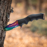 Colorful Folding Knife Serrated Blade with Safety Finger Grip Handle