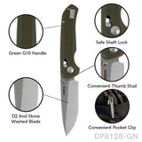 Crossbar Lock D2 Steel Drop Point Blade with G10 Handle Folding Knife