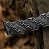 Chain-Pattern Folding Knife with Black Stonewashed Blade