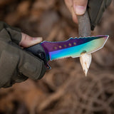 Colorful Folding Knife Serrated Blade with Safety Finger Grip Handle