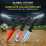 World Football 3-Piece Collector's Folding Pocket Knife Set – USA, Argentina & Spain