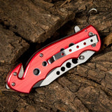 4.5" Closed Folding Pocket Knife Alumina Handle with Rope Cutter and Glass Breaker