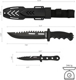 12" and 8" Survival Knives Set with ABS Sheath