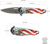 4.5" Patriotic EDC Folding Knife - 3D Printed Flag Eagle Flipper Pocket Knife