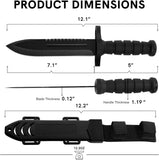 12.1" Tactical Spear Point Fixed Blade Knife with Serrated Spine