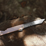 Japanese Friction Folding Pocket Knife with Damascus & 7Cr Reverse Tanto EDC Utility Blades