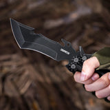 2 in 1 Cool Black Multi-Functional Fixed Blade Scissor Knife with Sheath