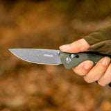 Crossbar Lock Folding Pocket Knife with G10 handle and 3.35" 8Cr13MoV Steel Drop Point Blade