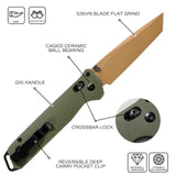 RBLACK 3.3" Tanto EDC Folding Knife with S35VN Blade, Crossbar Lock