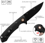 Folding Pocket Knife with D2 Steel, G10 Handle & Ball Bearing Flipper