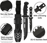 12" and 8" Survival Knives Set with ABS Sheath