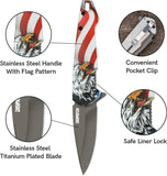 4.5" Patriotic EDC Folding Knife - 3D Printed Flag Eagle Flipper Pocket Knife