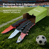 World Football 3-Piece Collector's Folding Pocket Knife Set – USA, Argentina & Spain