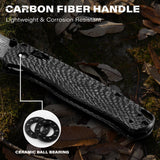 UltraFlight 3.2" Drop Point Damascus Folding Knife Carbon Fiber Handle