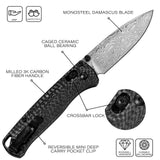 UltraFlight 3.2" Drop Point Damascus Folding Knife Carbon Fiber Handle