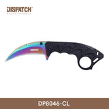 Folding Curved Pocket Knife Rainbow Titanium Hawkbill Plain Blade with Sheath and Cord