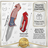 National Flag Patterned Folding Knife with Stonewashed Blade